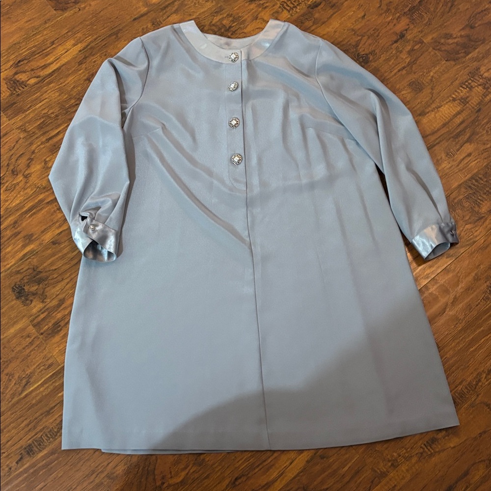 VTG Brownstone Studio POLYESTER Dress with silk trim STUNNING vtg buttons 24W